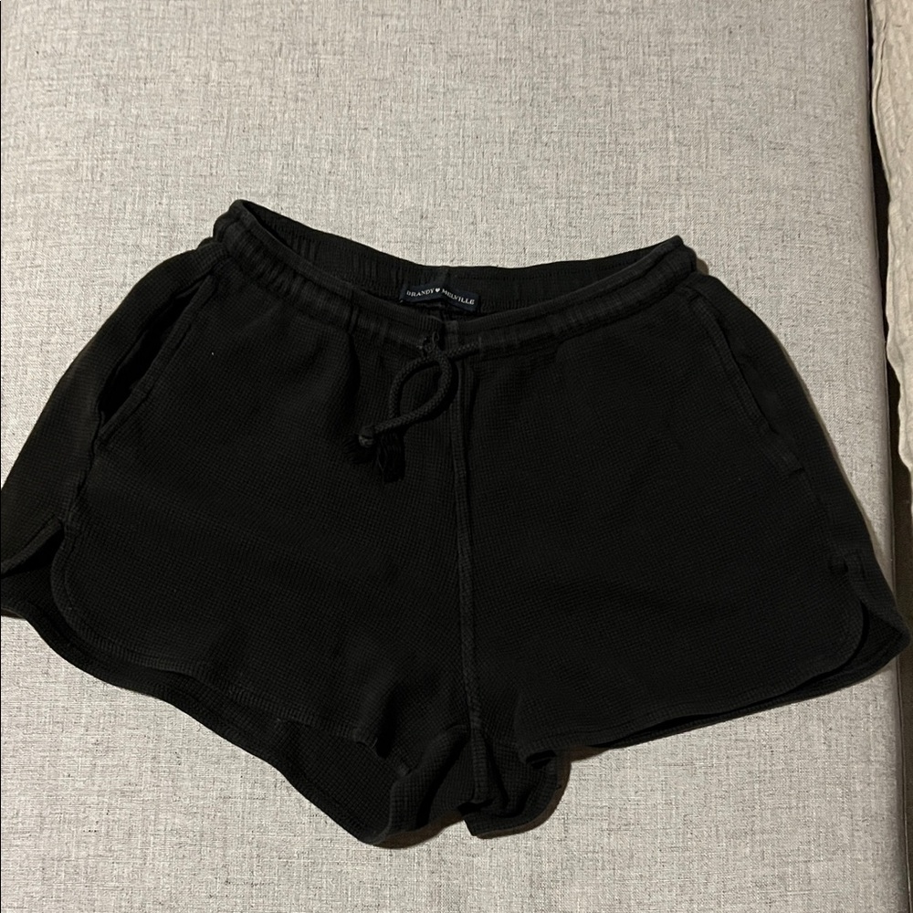 Brandy Melville Black Waffle Shorts one size fits all